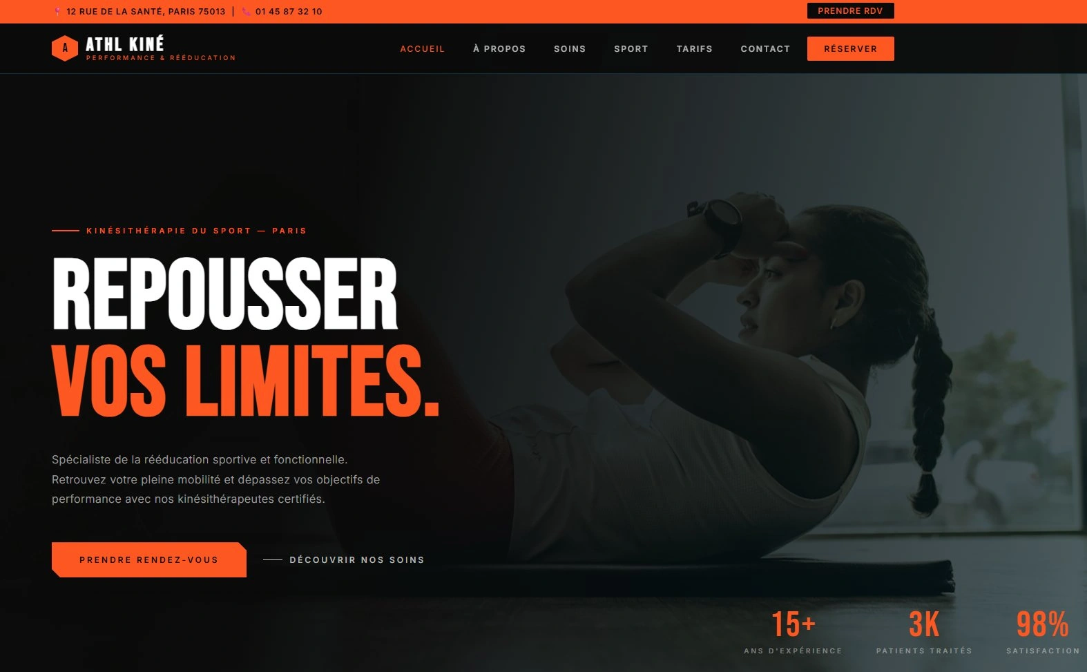 Site web fisioterapeuta — página interior